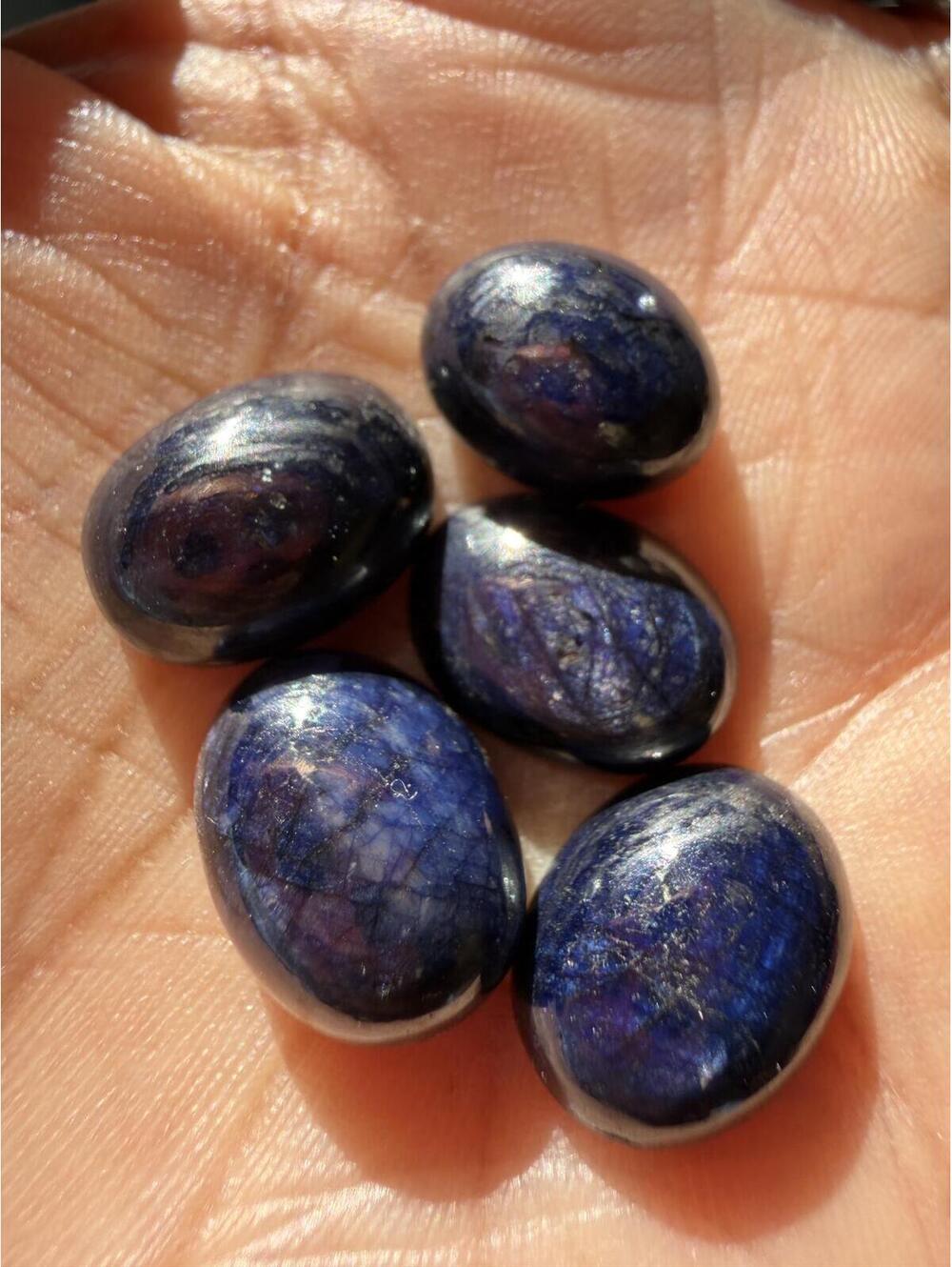 GEMS Set of 5 Natural Unheated Lavender Blue Star Ruby Oval Cut Gemstones